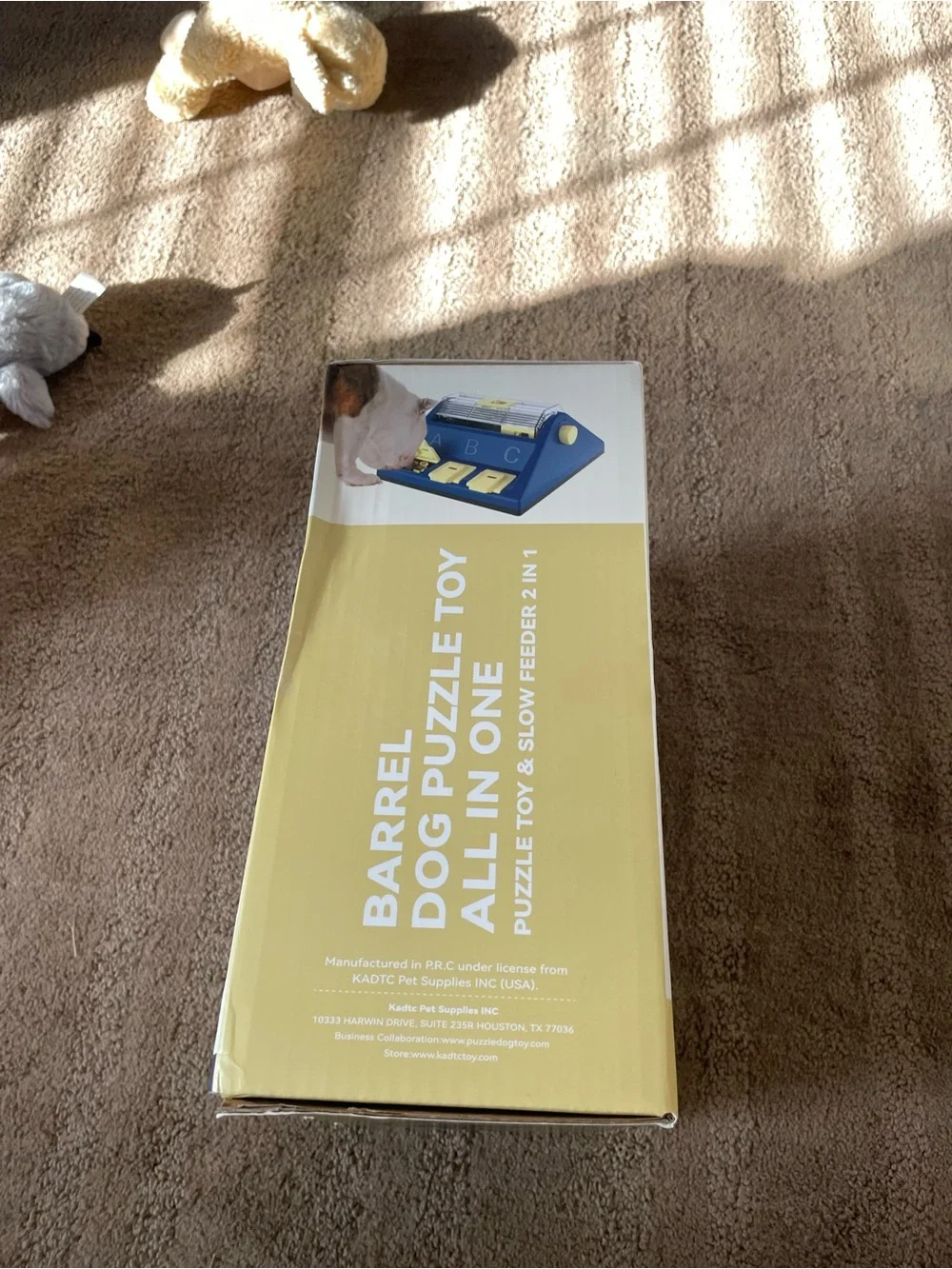 ADT Barrel Dog Puzzle Toy - Blue & Yellow